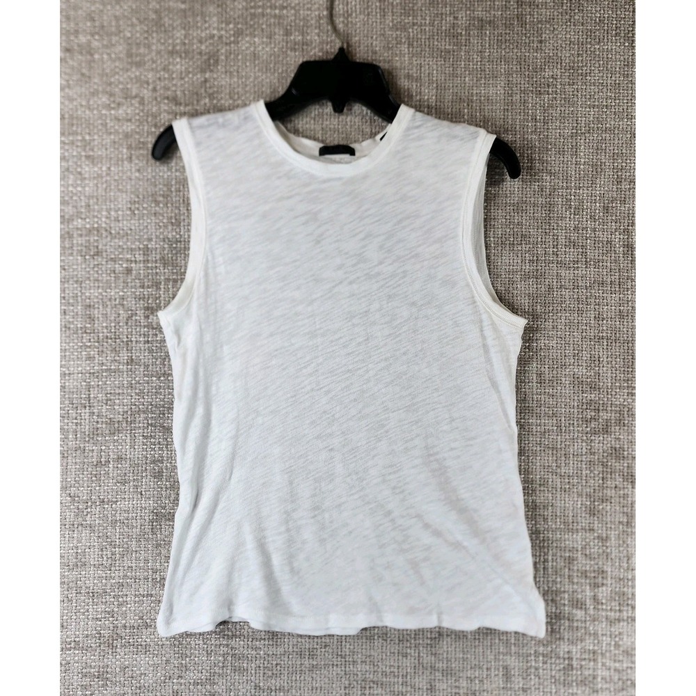 ATM Anthony Thomas Melillo Slub Knit Muscle Tank Womens S White 100% Cotton EUC